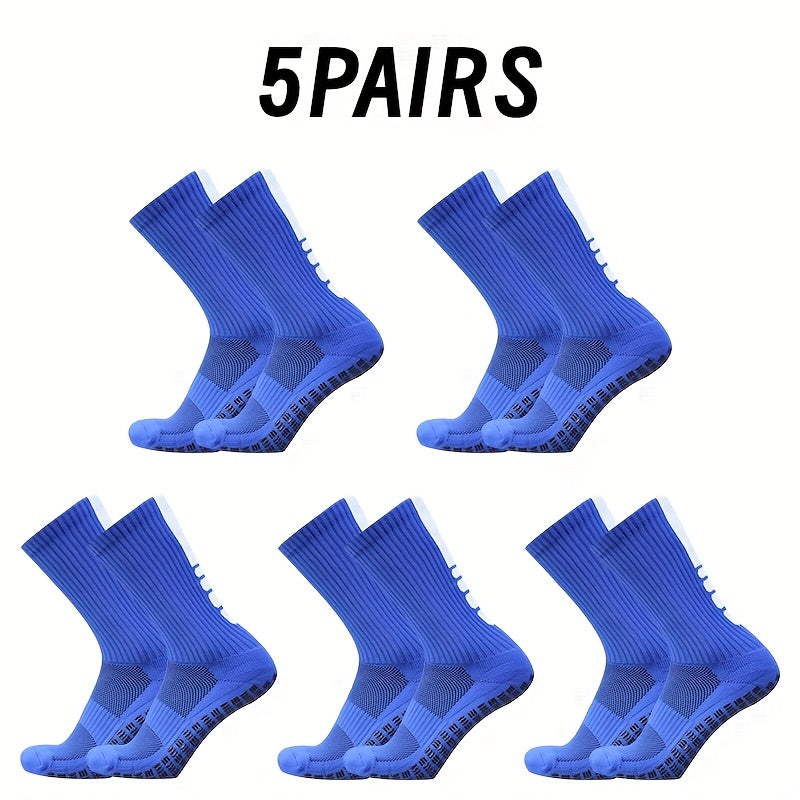 5 Pairs Breathable Anti-slip Football Socks - Men's & Women's
