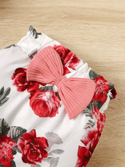 Baby Girl Ruffled Romper Floral Trousers Set
