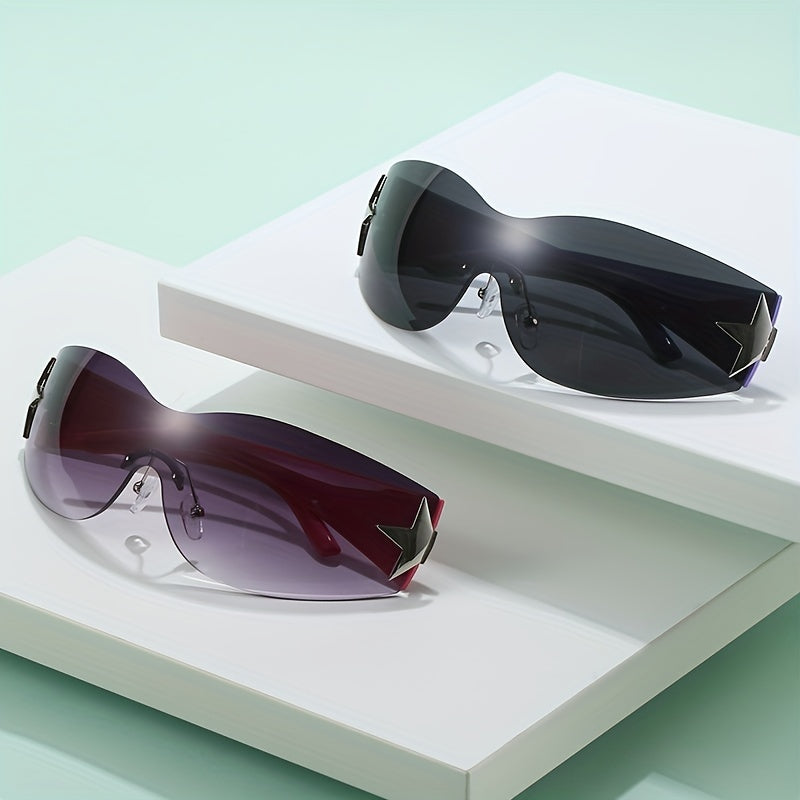 Y2K Wrap Around Sunglasses Gradient Lens One Piece Glasses