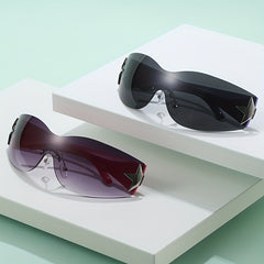 Y2K Wrap Around Sunglasses Gradient Lens One Piece Glasses