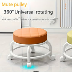 Universal Wheel Low Stool Small Round Rolling Stool with Rotating Casters