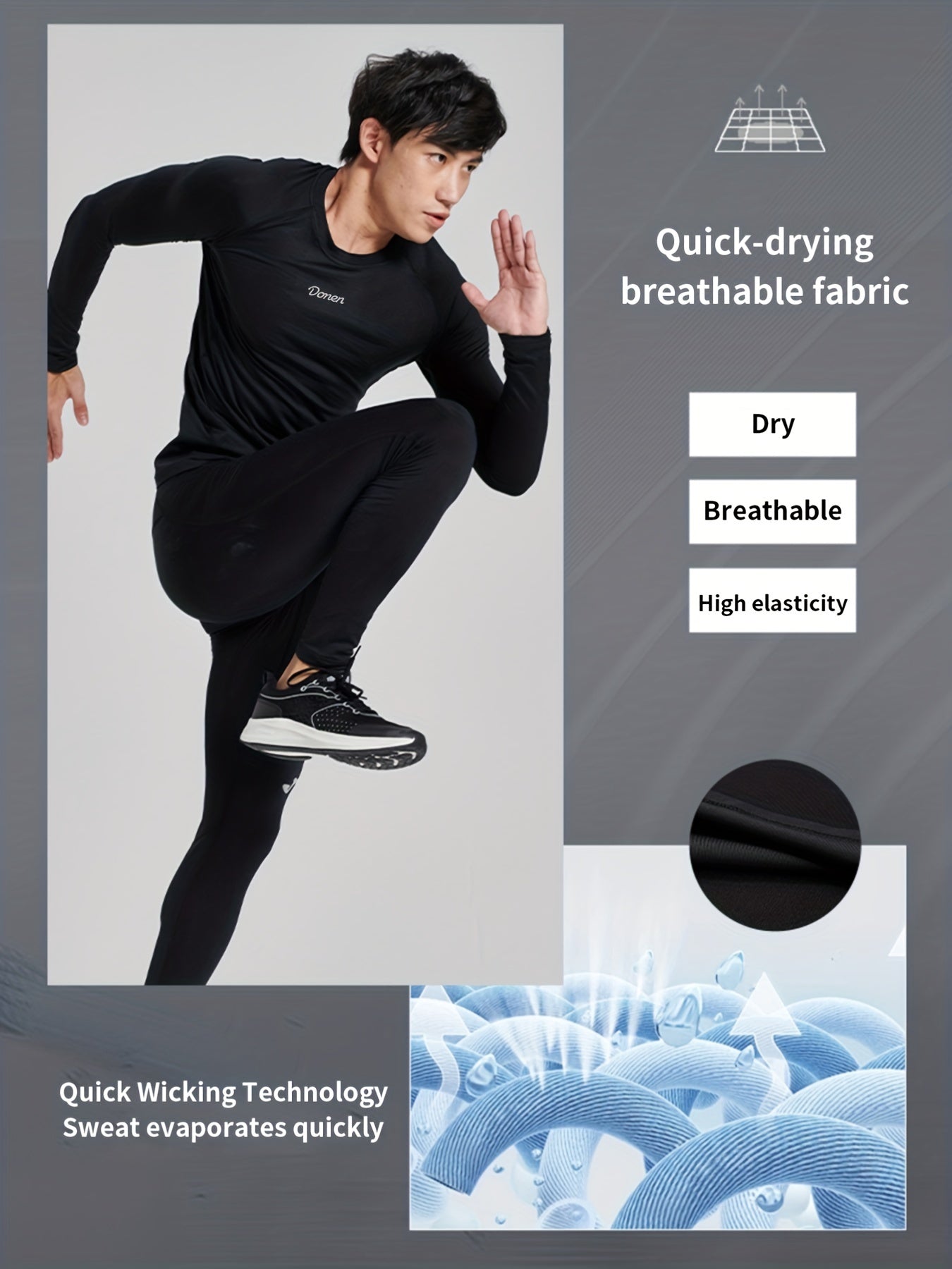 Men's Fleece Compression T shirt Active Mid Stretch Slim Fit Tee