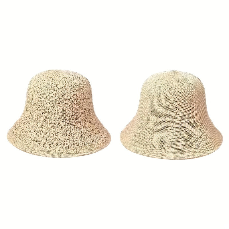 Reversible Foldable Crochet Bucket Hat Breathable Sun Hat