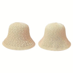 Reversible Foldable Crochet Bucket Hat Breathable Sun Hat