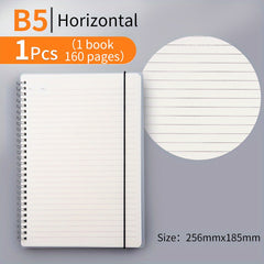 80 Sheets Coil Notebook PP Cover Horizontal Line Grid Hardcover Waterproof A5 B5