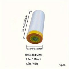 2pcs GREENO Pre Taped Masking Film Clear Plastic Sheeting Plastic Drop Cloths