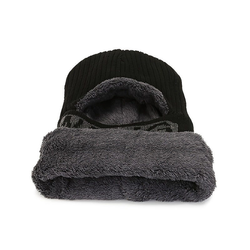 Winter Neck Warmer Fleece Thickened Hat Outdoor Coldproof Warm Knitted Woole