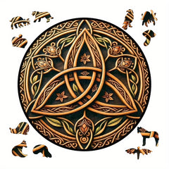Vintage Art Wooden Puzzle Celtic Knot Stress Relief Activity Festive Gift