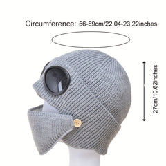 Fashionable Ear Protection Windproof Knit Beanie Hat With Glasses