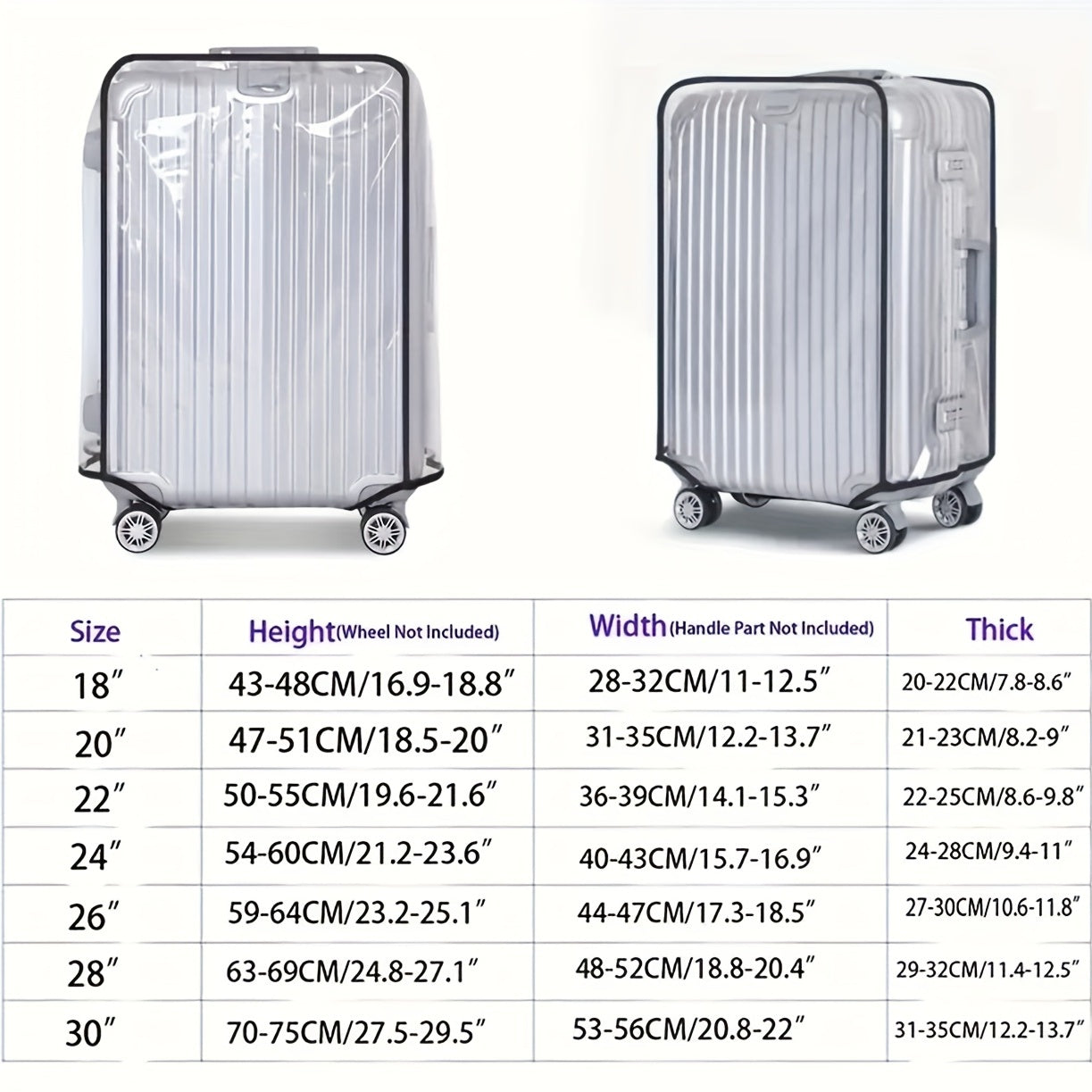 Clear PVC Luggage Protector Cover Waterproof Travel Case Cover