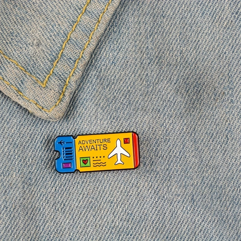 Stylish Airplane Ticket Brooch Metal Pin Buckle Accessory