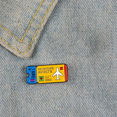 Stylish Airplane Ticket Brooch Metal Pin Buckle Accessory