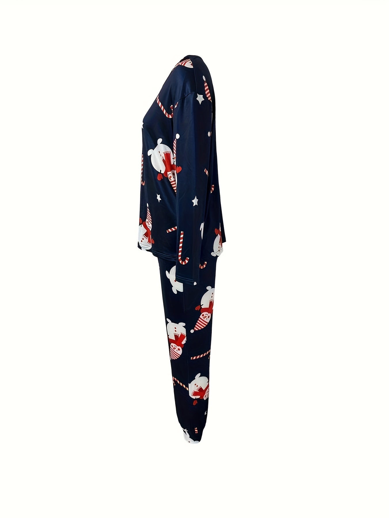 Christmas Loungewear Set Crew Neck Top & Pants Women's Sleepwear