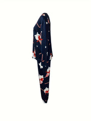Christmas Loungewear Set Crew Neck Top & Pants Women's Sleepwear