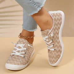 Women's Flat Canvas Shoes Casual Lightweight Lace Up Sneakers