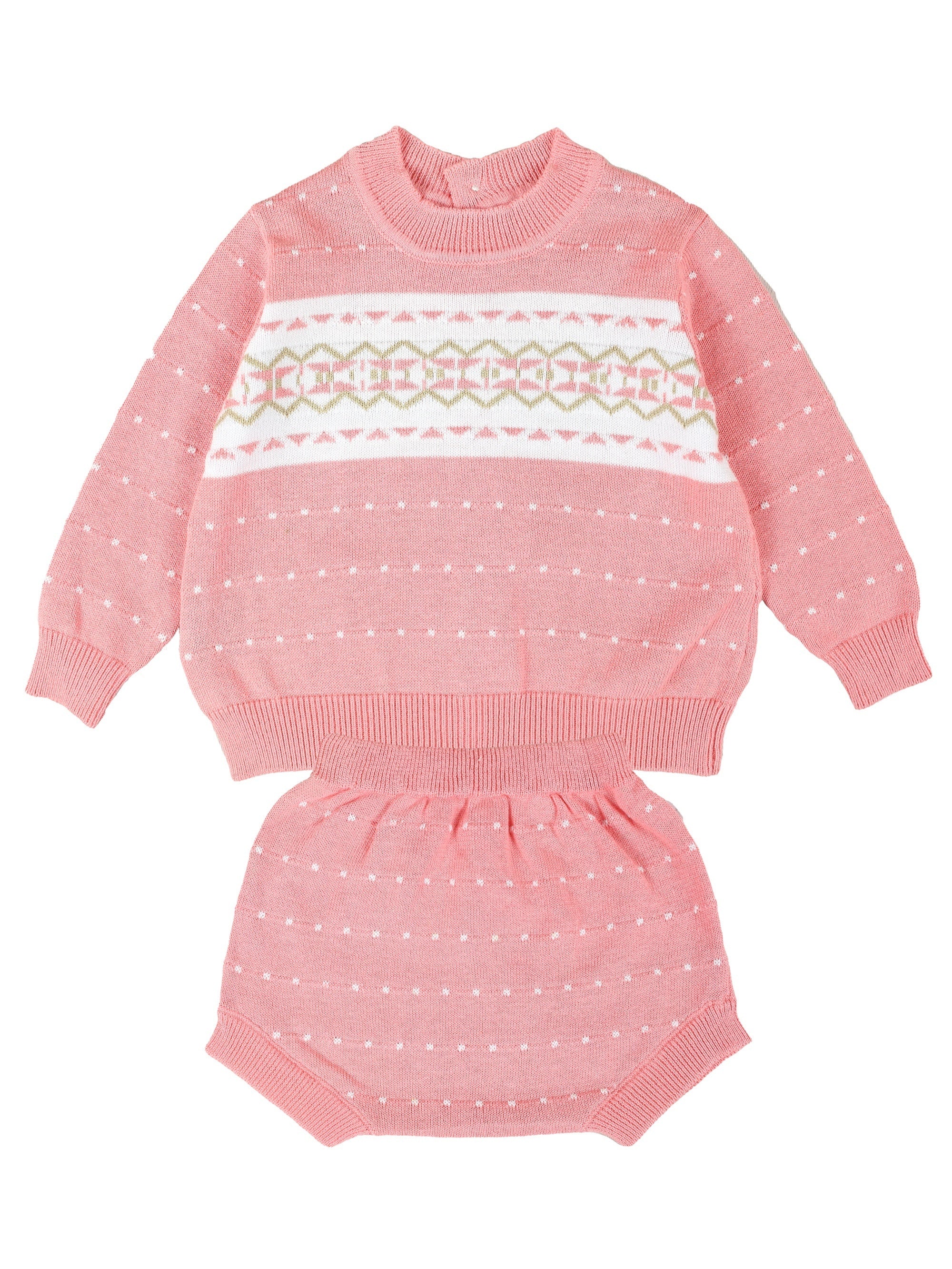2pcs Baby Preppy Style Knitwear Set Girls Cotton Sweater & Shorts