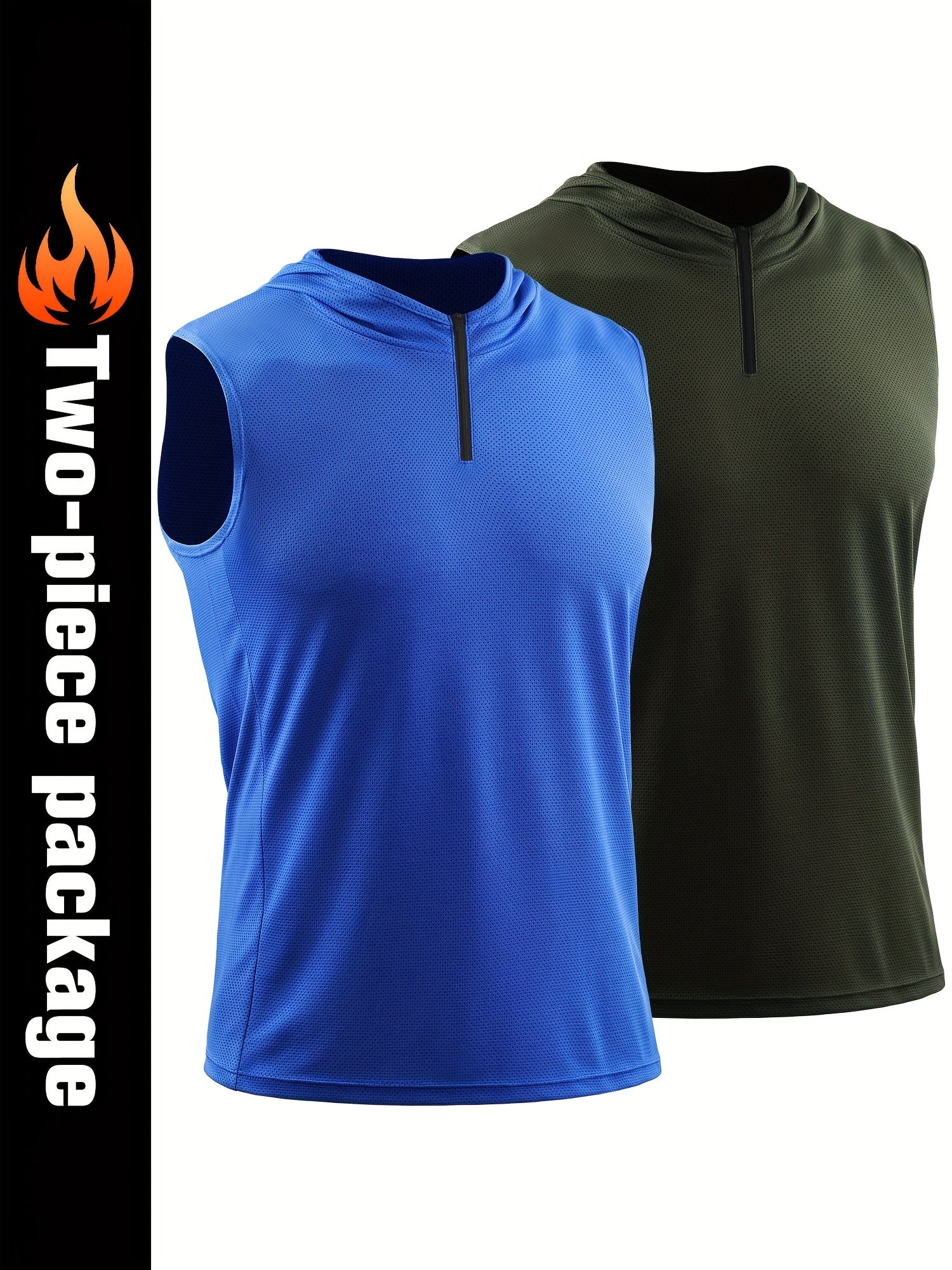 Men's Quick Dry Hooded Sleeveless Shirt For Workout Athletic