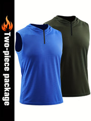 Men's Quick Dry Hooded Sleeveless Shirt For Workout Athletic