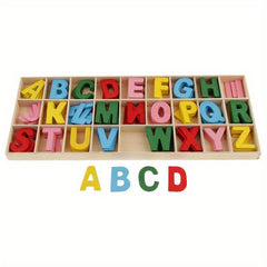 Colorful Wooden Alphabet Letters Set with Storage Tray for Kids
