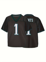 Boys Breathable Rugby Jersey V Neck Short Sleeves Football Shirt