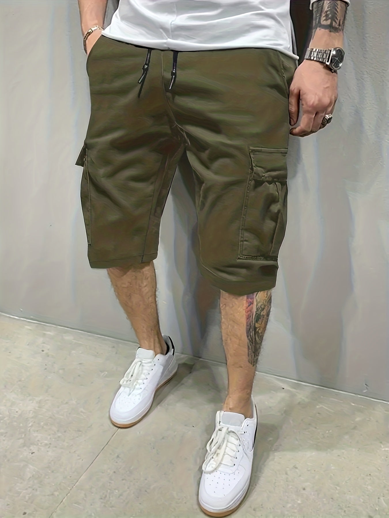 Men's Breathable Cargo Short Pants with Flap Pocket for Hiking Fishing