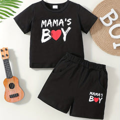 2pcs Baby Boys Casual Mama's Boy T shirt & Shorts Set Clothes