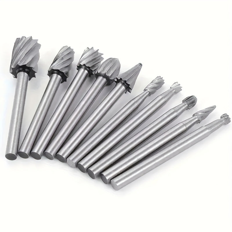 10pcs Tungsten Carbide Grinding Bits Set Deburring Bits for Rotary Tools