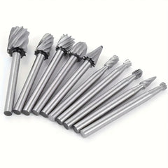 10pcs Tungsten Carbide Grinding Bits Set Deburring Bits for Rotary Tools