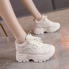 Chunky Thick Sole Sports Sneakers Non Slip Versatile Solid Shoes