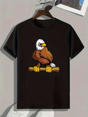 Eagle Pattern Print Men's Sports T-shirt for Fitness Activities