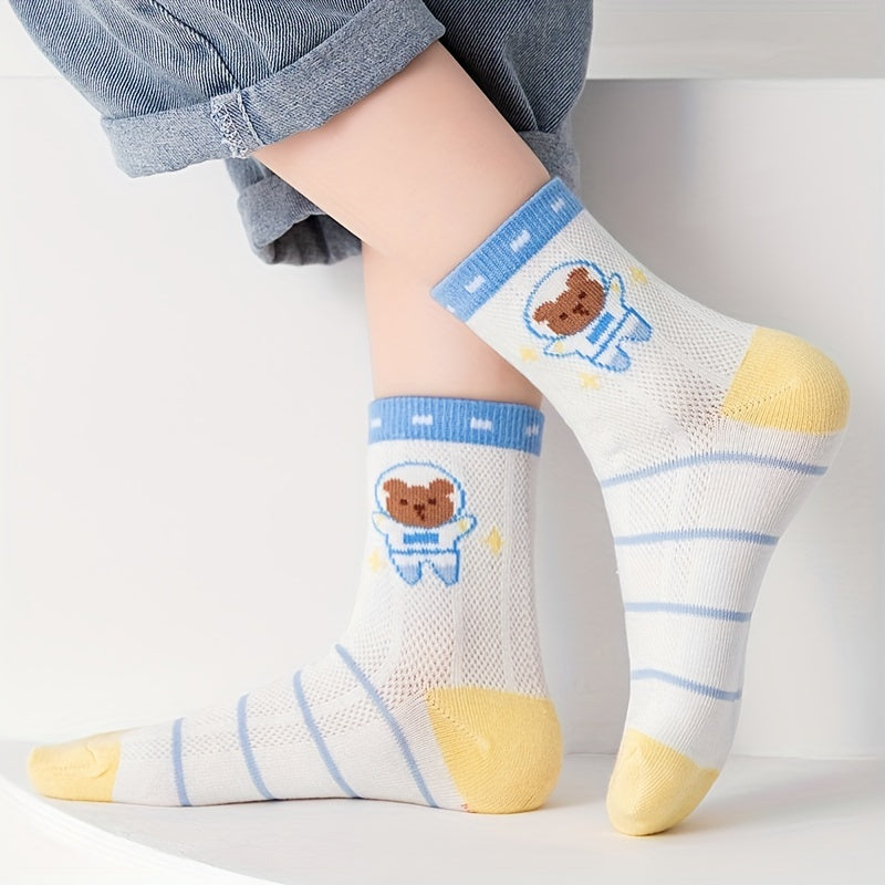 5 Pairs Boys Kids Thin Mesh Breathable Deodorant Socks