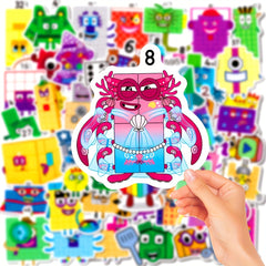 50pcs Children's Number Building Block Stickers Educational Toy Cartoon Stickers