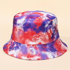 Butterfly Tie Dye Print Bucket Hat Hip Hop Basin Hat Casual Couple Fisherman Cap