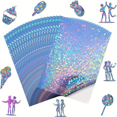 5pcs Holographic Flash Sticker Diffuse Waterproof Spot Rainbow Star A4 Vinyl