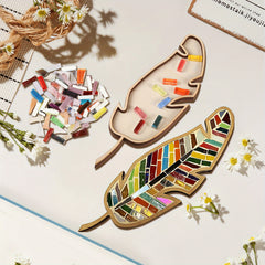 Vibrant Feather DIY Mosaic Craft Kit Wooden Decorative Piece Colorful Tile Inlay