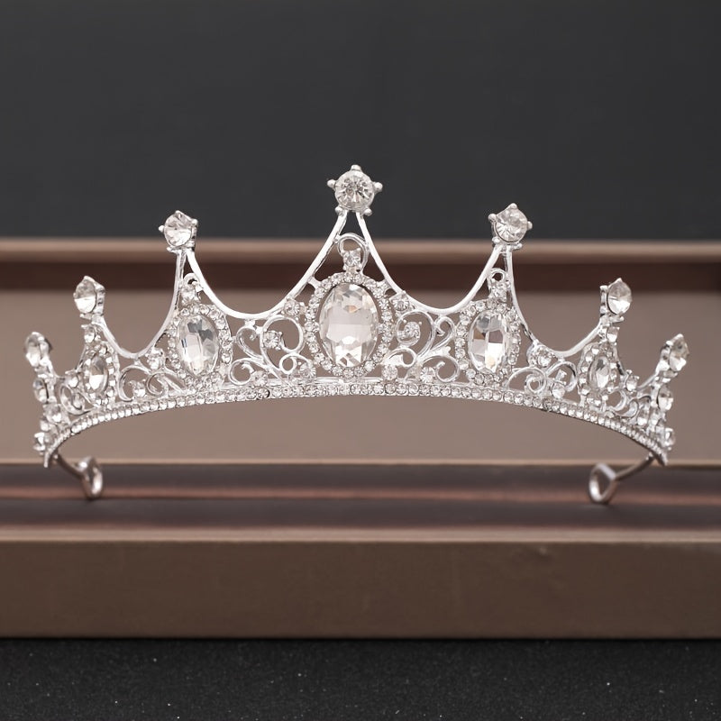 Baroque Rhinestone Crown Crystal Tiara Bridal Party Crown