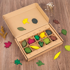 Wooden Leaf Shapes Puzzle Set for Kids Natural Wood Toy Educational Activity