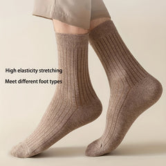 Men's Solid Casual Mid-calf Socks for Business Wear