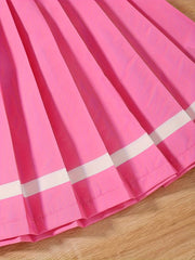 2pcs Girls Splicing CALIFORNIA Print Sleeveless Top Pleated Skirt Set