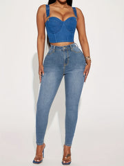 Slim Fit Skinny Jeans Slash Pockets High Stretch Casual Tight Jeans