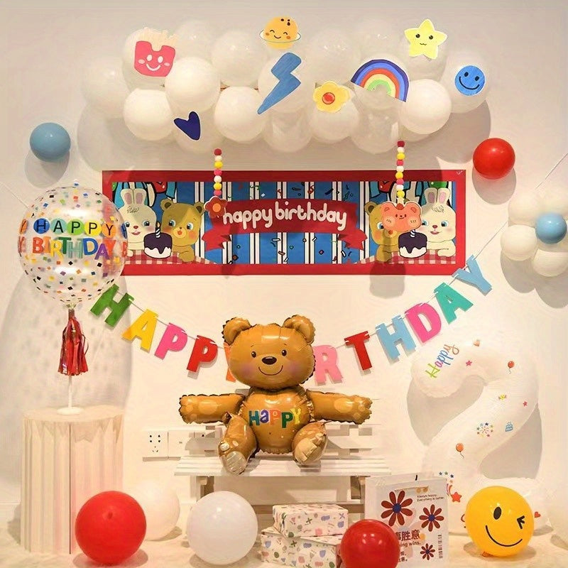 Cartoon Theme Balloon Bear Leopard Excavator Hedgehog Rabbit Children's Birthday