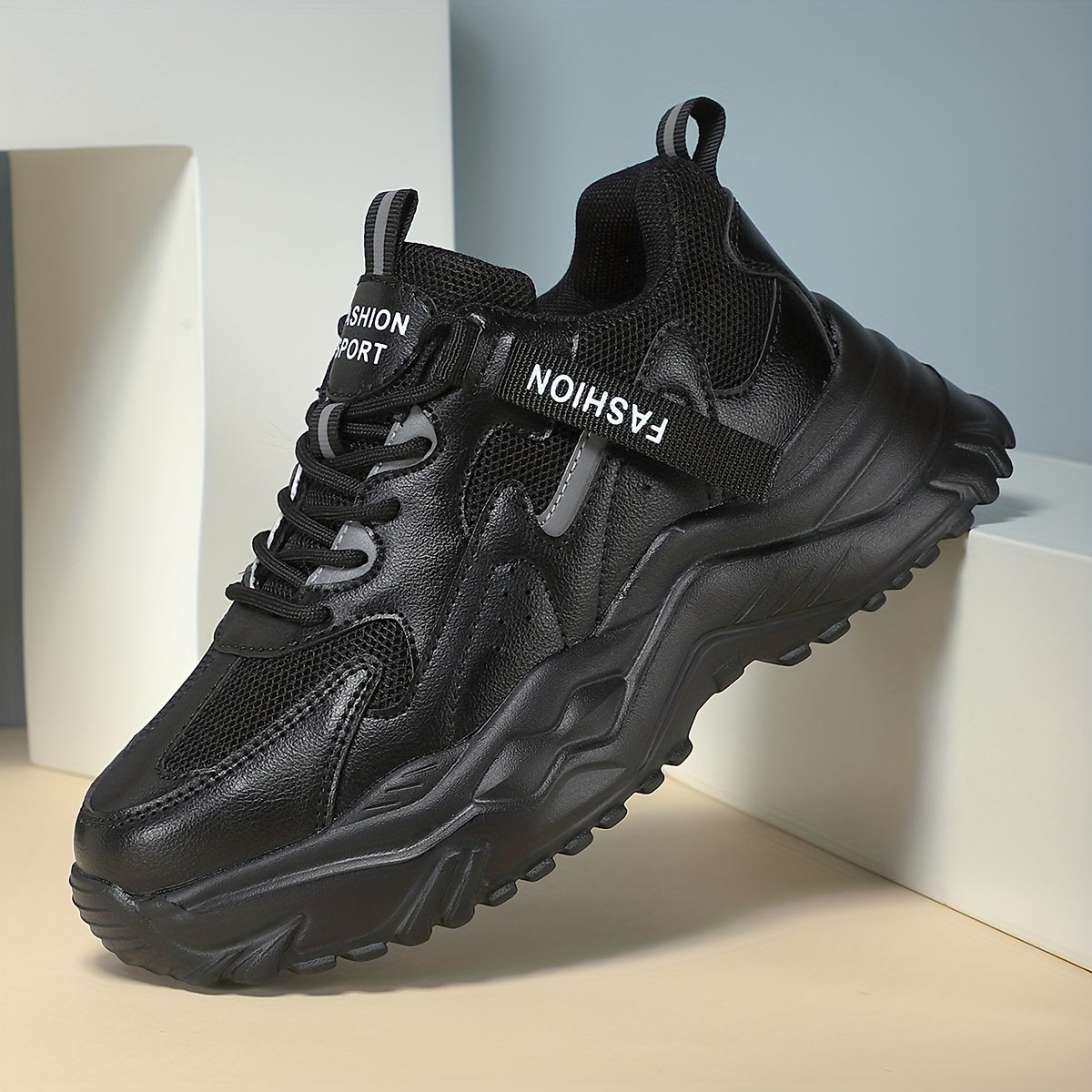 Women's Faux Leather Chunky Sneakers Casual Outdoor Running Shoes