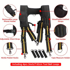 Men's Work Suspenders Tool Belt Suspenders With Large Phone Holder