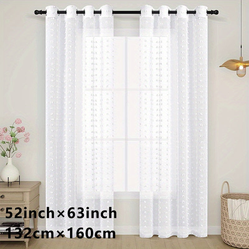 1pc Textured Curtain Semi Sheer Farmhouse Style Home Decor