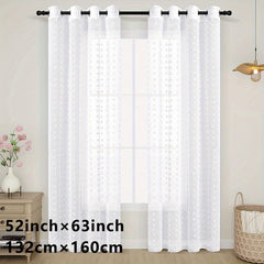 1pc Textured Curtain Semi Sheer Farmhouse Style Home Decor