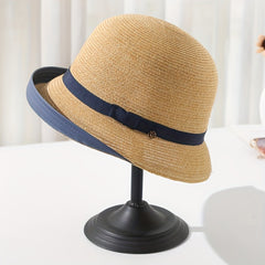 Solid Straw Sun Bucket Hat for Women