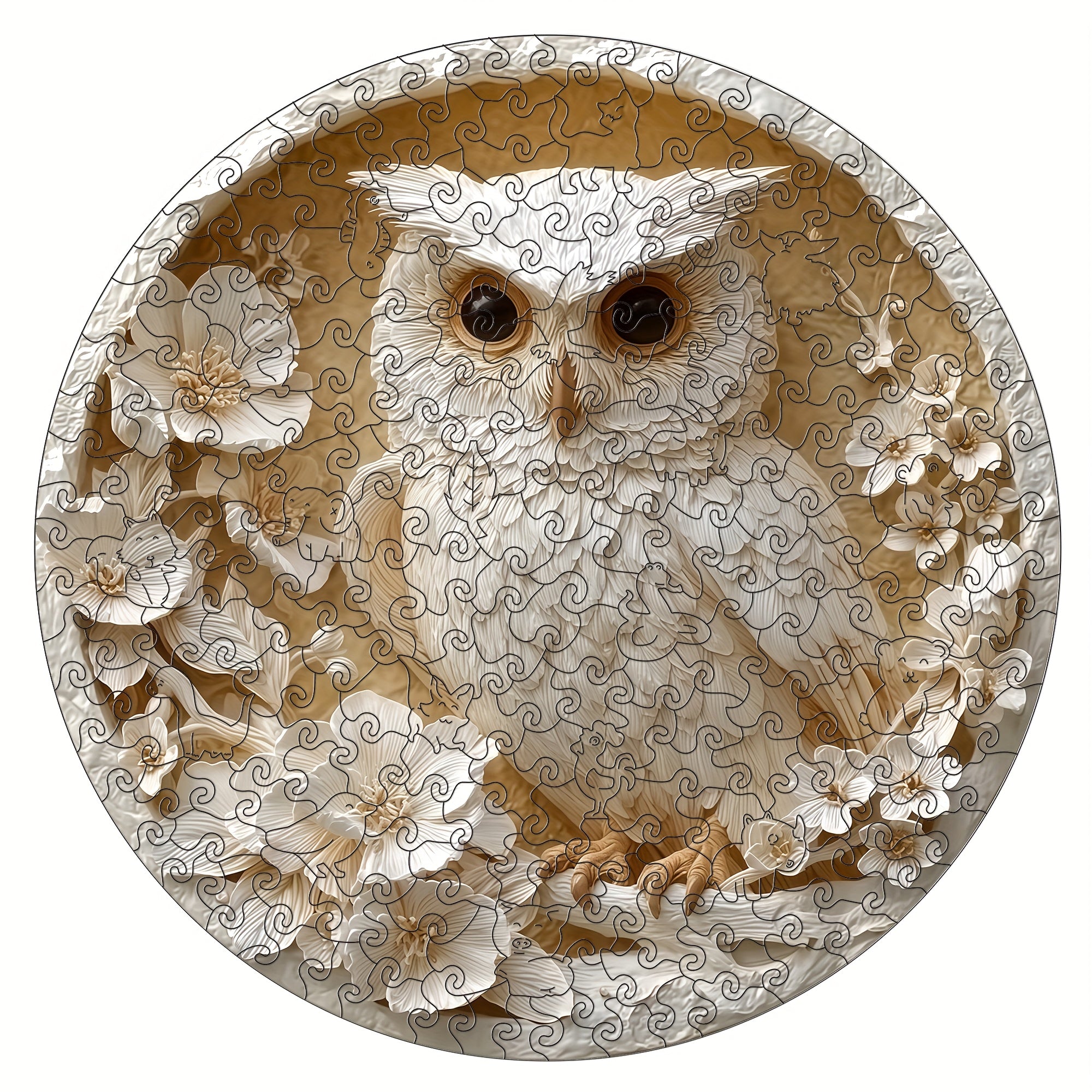 Challenging Owl Embossed Wooden Puzzle - Unique Animal Shape