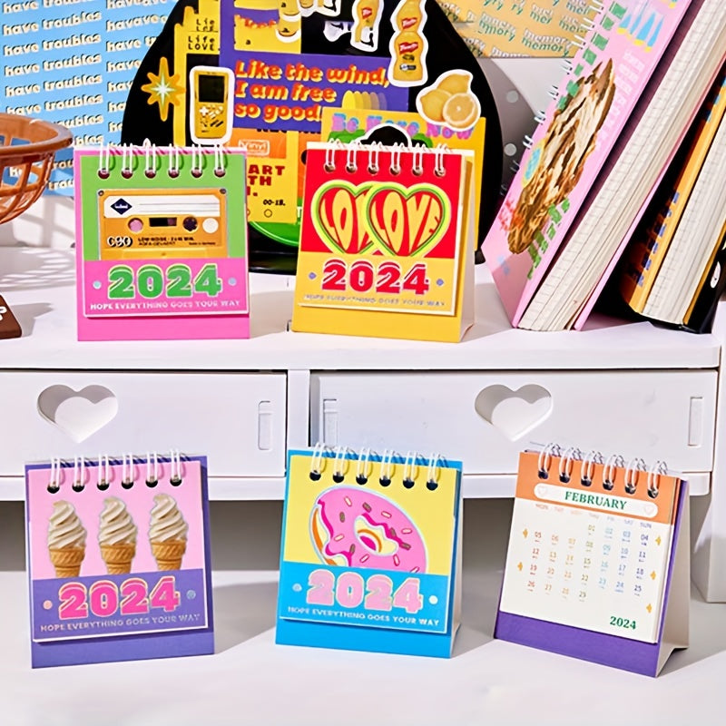 Small Desk Calendar Desktop Paper Stand Daily Table Planner Yearly
