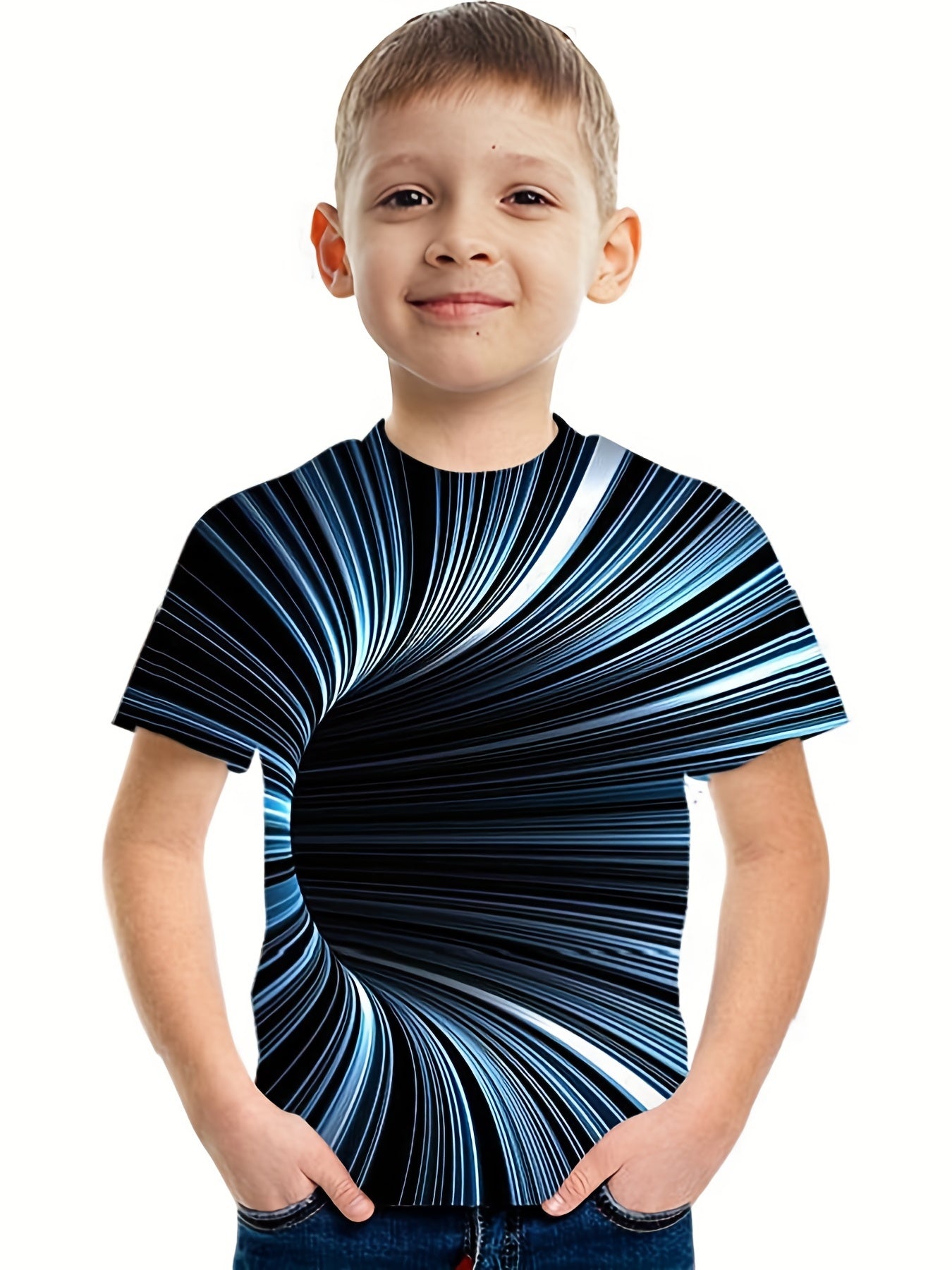 Boys' Striped Graphic T Shirt for Summer Outdoor Activities