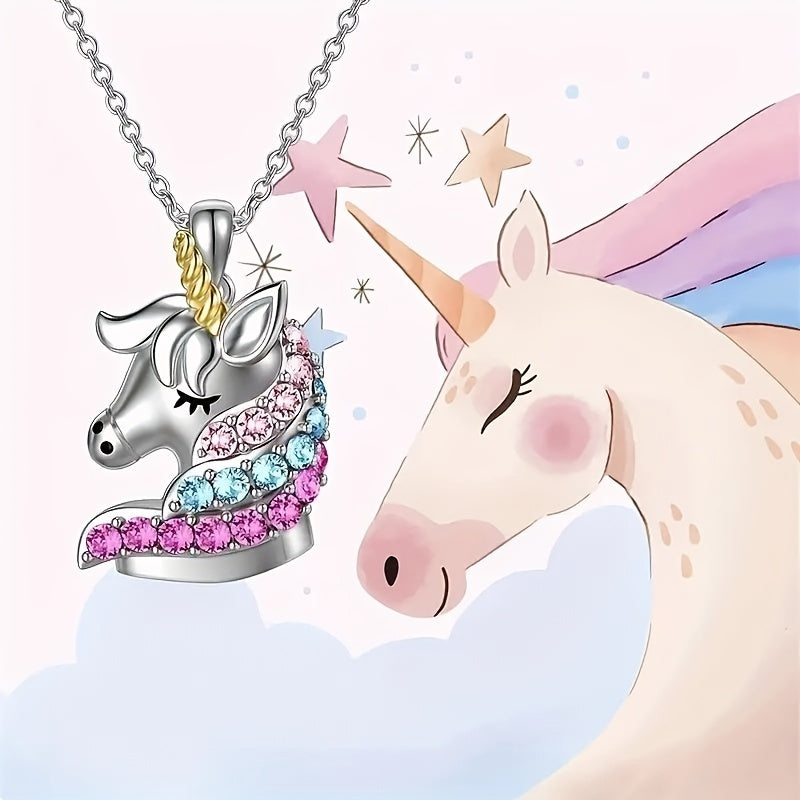 Zircon Unicorn Pendant Necklace - Gift For Girls